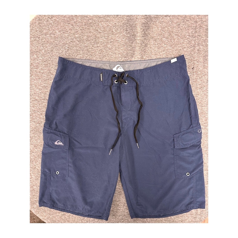 Quiksilver Board Surf Shorts Cargo Pockets Swim Beach Trunks Blue Mens Size 34